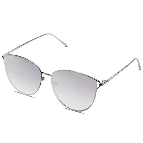 SOJOS Mirrored Flat Lens Fashion Sunglasses for Women SJ1085 - color: Silver/Silver