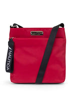 Nautica Diver Nylon Small Women's Crossbody Bag Purse with Adjustable Shoulder Strap - color: Red