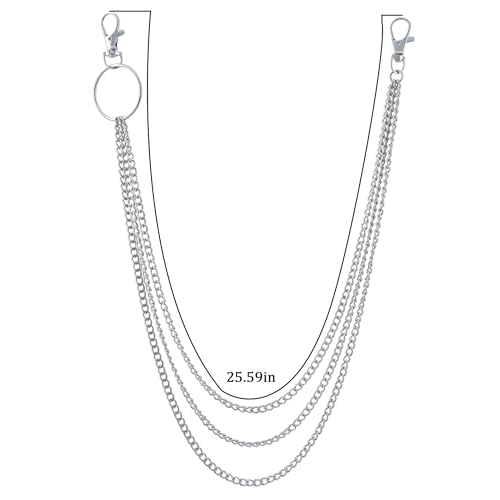 Layered Pants Chain keychain for Women Men Punk Wallet Chains Hiphop Jeans Keychain Halloween Jewelry - style: C-three layered chain