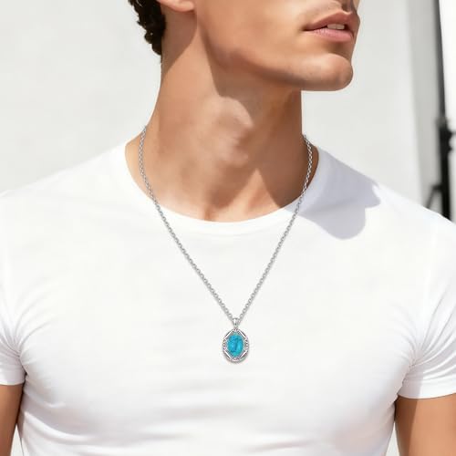 Turquoise Necklaces 925 Sterling Silver Western Necklace Boho Jewelry for Men Women Her Birthday Valentines Day Gifts - style: 4-Vintage Turquoise Necklace