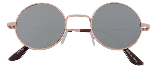OWL Round Retro Small Circle Tint & Mirror Colored Lens 43-55 mm Sunglasses Metal - color: 43mm Gold / Mirror