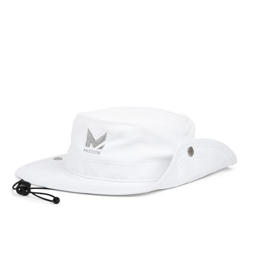 MISSION Cooling Bucket Hat - Unisex Wide-Brim Hat for Men & Women - Lightweight, Foldable & Durable - Cools Up to 2 Hours - color: White