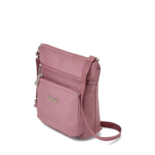 Baggallini Pocket Crossbody Bags for Women 8x8 Small Lightweight Durable Water-resistant Travel Purse W/Rfid - color: Dusty Mauve