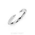 1/6 Carat Round Moissanite Eternity Wedding Band Open Ring for Women in 14K Gold Plated 925 Sterling Silver Stacking Engagement Ring Promise Anniversary Ring D Color VVS1 Clarity Jewelry Gift for Her - color: 14K White Gold Plated 925 Sterling Silver