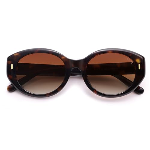 SOJOS Trendy Oval Polarized Sunglasses for Women Classic Round Retro UV Protection Shade SJ2675 - color: Tortoise Frame Brown Lens