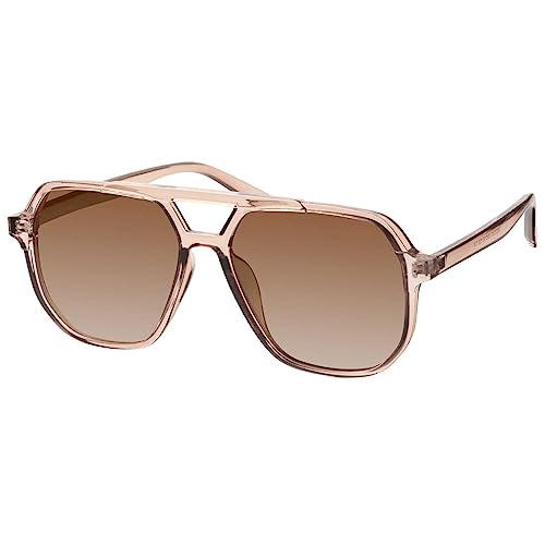 mosanana Oversized Aviator Sunglasses for Women and Men with Polarized Lens MS52243 - color: C4-clearbrown