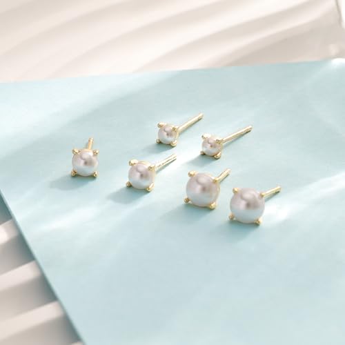 Hayopi Pearl Earrings for Women - Dainty Gold Dangle Drop Earrings, 14k Gold Plated Cute Bow Design, Hypoallergenic Pearl Studs, Wedding Jewelry Gifts - color: GOLD-stud earrings