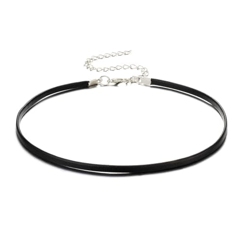 Black Leather Choker Necklace Thin Black Choker Necklaces for Woman Halloween