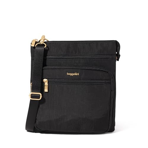 Baggallini womens Out and About Crossbody - color: Black W/ Gold Hardware