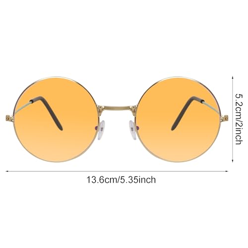 Round Hippie Glasses, 60s 70s Colored Circle Sunglasses for Women Men Disco Party Costume Accessories - color: Orange