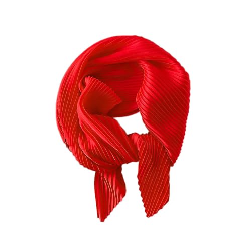 Women Fashion Pleated Chiffon scarf Neckerchief Headscarf - color: Pure Red