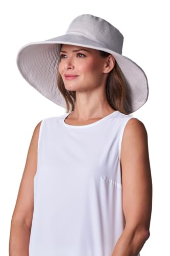 Women's Beach Hat - UPF 50+ Sun Protection - Brittany - color: Natural Modern Herringbone