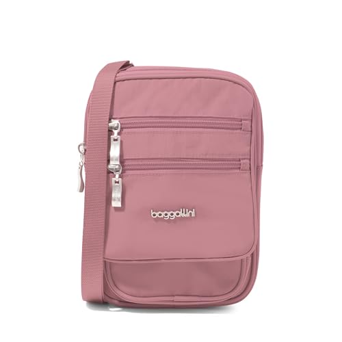 Baggallini Journey Crossbody Bags for Women 9x6 Small Lightweight Travel Handbag W/RFID - color: Dusty Mauve