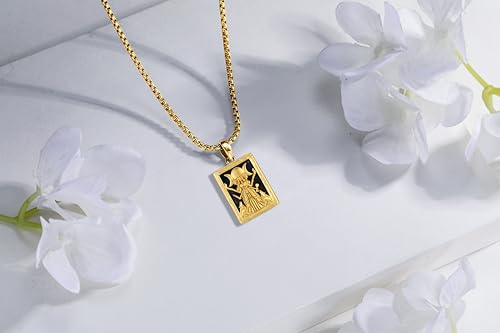 Hecate Tarot Card Necklace Triple Moon Hekate Goddess of Witches Pendant for Women Men 925 Sterling Silver 18k Gold Plated Hecate Ancient Greek Mythology Witchcraft Magic Amulet Jewelry Gift - style: Hecate Tarot Card Necklace-C