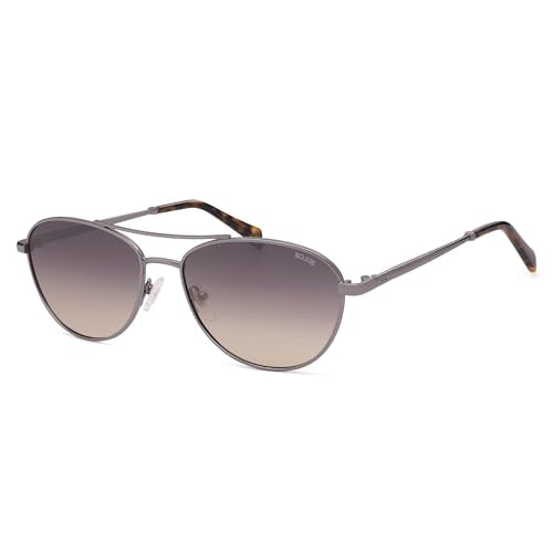 SOJOS Retro Polarized Aviator Sunglasses for Women Men Vintage 70s Style UV Protection Womens Mens Sun Glasses SJ1265 - color: Light Gunmetal/Greyish-brown