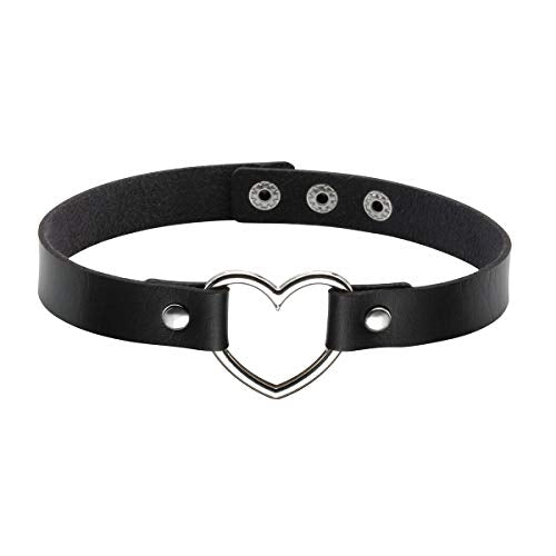 Eigso Vintage Punk Goth Studded Rivet Pu Leather Collar Choker Necklace with Spikes Adjustable - color: I-Black