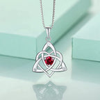 STARCHENIE Celtic Knot Necklace for Women 925 Sterling Silver Trinity Love Knot Pendant Birthstones Jewelry - color: 7-ruby-Jul