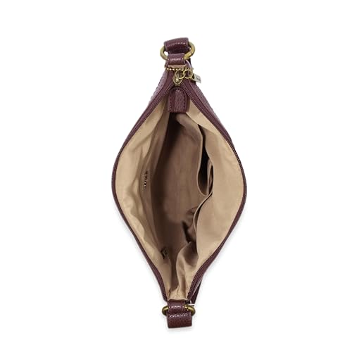 The Sak Lucia Crossbody Bag in Crochet, Convertible Purse with Adjustable Shoulder Strap - color: Black Cherry Weave