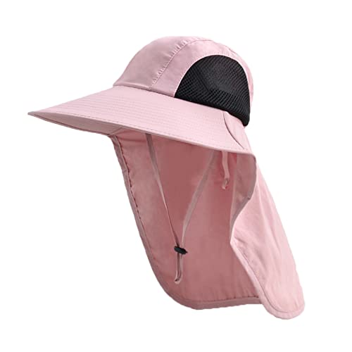 Sun Hat for Men Women with Neck Flap,UPF 50+ UV Protective Hiking Fishing Hats,Wide Brim Sun Hat for Women&Men - color: 1pack-pink