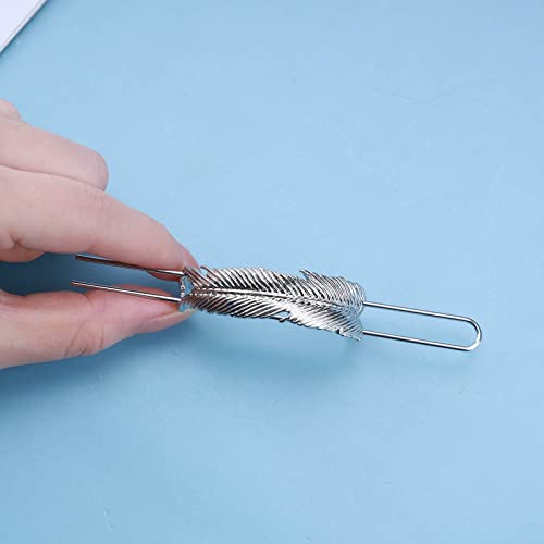 Vintage Hair Bun Cuff Leaf Bun Holder Cage Silver Hair Slide Pin Metal Hair Stick Bun Holder Cage Alloy Hair Fork Clip Decorative Hair Accessories for Women and Girls (Silver)