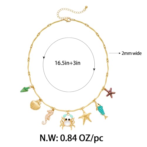 Pearl Choker Necklaces With Multi Beach Charms Shell Conch Starfish Jewelry - style: XL22603A