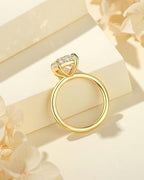 1.5CT/3.5CT/5.5CT Elongated Oval Cut Engagement Rings for Women,Simulated Diamond Promise Ring,925 Sterling Silver 18K Yellow Gold Plated Ring - color: Yellow Gold(5.5CT), size: 8.5