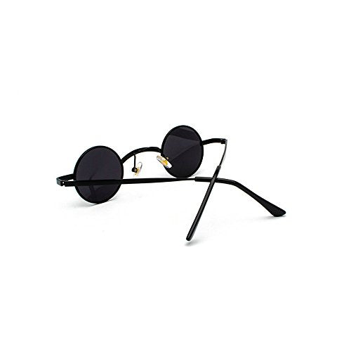 mincl/punk Small Chic Fashion Vintage Round Sunglasses Metal Frame - color: Black