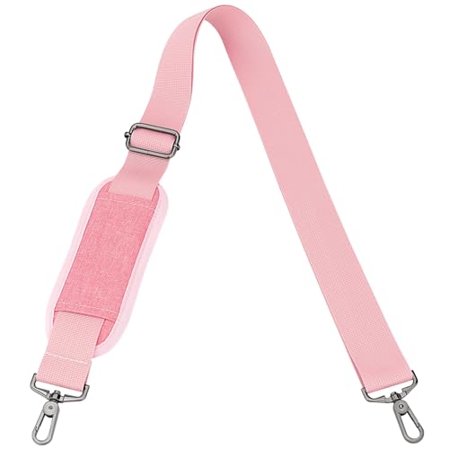 RAINYEAR Shoulder Strap for Bag, Adjustable Soft Padded Replacement Shoulder Strap with Metal Hooks for Messenger Bag - color: Pink