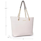 Montana West Tote Bag for Women Chain Top-handle Handbags - color: Beige