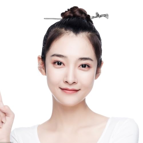 Lurrose Metal Hair Sticks for Women 2Pcs Chinese Hairpins Vintage Hair Jewelry Accessories for Buns and Styling 6.69In Durable Chopsticks with Geometric Design - color: Black