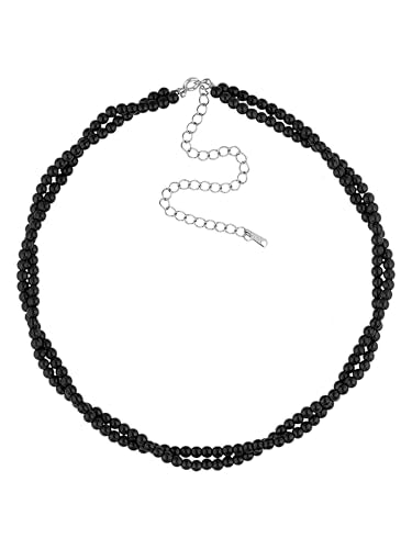 Sacina Beaded Crystal Choker Necklace, Gothic Vintage 1920s Necklace, Christmas Jewelry Gift for Women - color: Black