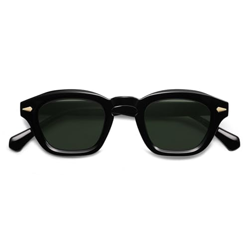Appassal Small Retro Square Sunglasses for Women Mens Rectangle Sunnies AP3680 - color: Black/Green