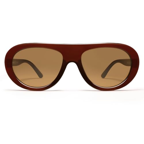 VANLINKER Oversized Retro Aviator Sunglasses for Women Men Chic 70s Vintage Style Trendy 2026 Chunky Sun Glasses VL9865 - color: C10-transparent Orange-brown/Brown