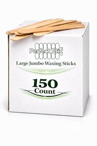 Perfect Stix Jumbo Waxing Sticks for Hair Removal, Wooden, 6 Inches, Body and Face, 150 Count