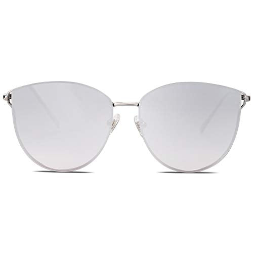 SOJOS Mirrored Flat Lens Fashion Sunglasses for Women SJ1085 - color: Silver/Silver