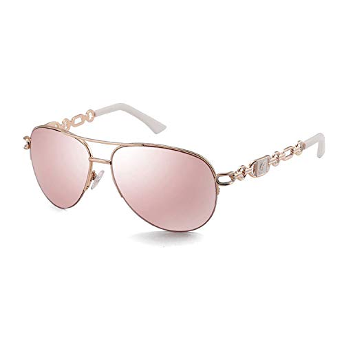 FONHCOO Aviator Sunglasses for Women Men Metal Frame UV400 Mirrored Sunglasses - color: Pink&white