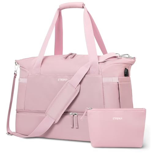 ETRONIK Gym Bag for Women, Personal Item Travel Bag with Shoes Compartment, Weekender Overnight Duffel Bag with Wet Pocket, Carry On Bag for Women, Travel, Gym, Weekend - color: Pink, size: Medium