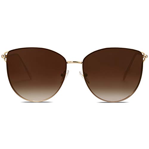 SOJOS Mirrored Flat Lens Fashion Sunglasses for Women SJ1085 - color: Gold/Brown