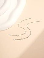 Threader Dangle Earring Teardrop Marquise Cubic Zirconia Gold/Silver Plated Long Link Chain Drop Earring for Women Girl - color: Threader Earring A-Gold