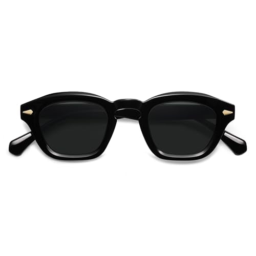 Appassal Small Retro Square Sunglasses for Women Mens Rectangle Sunnies AP3680 - color: Black/Grey