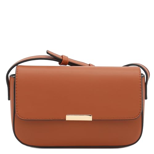 Mini Classic Rectangular Flap Purse Underarm Shoulder Bag - color: Tan