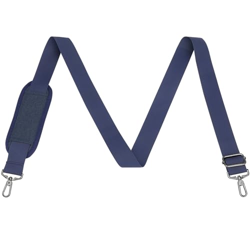 RAINYEAR Shoulder Strap for Bag, Adjustable Soft Padded Replacement Shoulder Strap with Metal Hooks for Messenger Bag - color: Navy Blue
