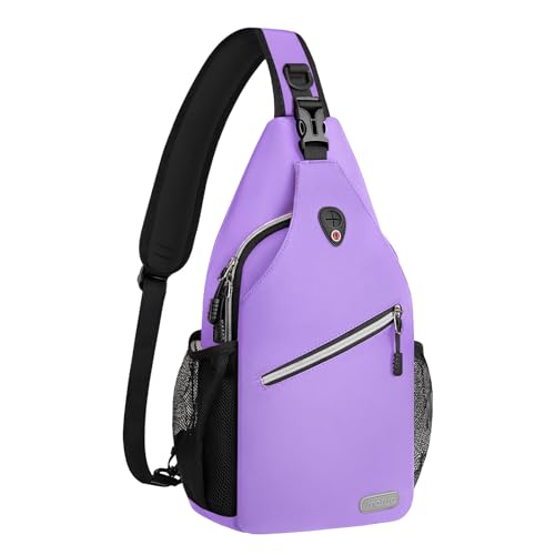 MOSISO Sling Backpack, Multipurpose Crossbody Shoulder Bag Travel Hiking Daypack - color: Light Purple