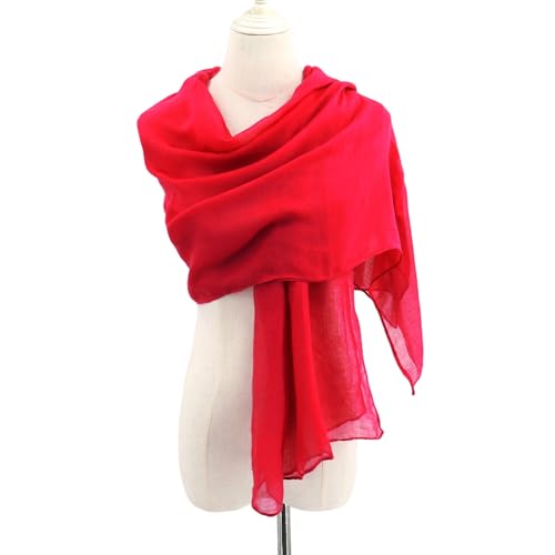vimate Lightweight Scarf for Women Fashion Head Cover Hijab Cotton Voile Scarf Shawl Wrap for Spring Fall Winter Season - color: I1#.style 59-red