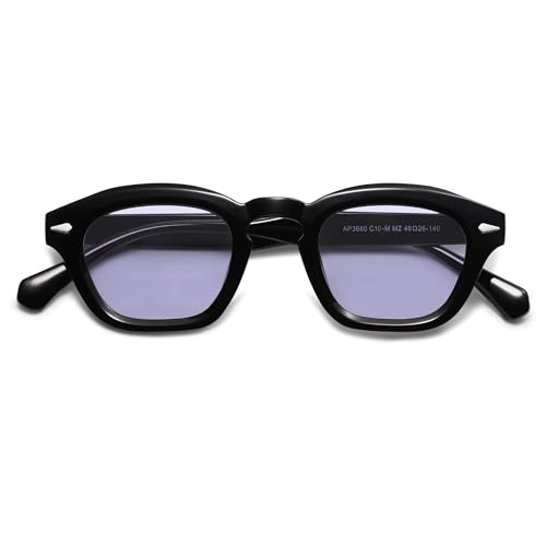 Appassal Small Retro Square Sunglasses for Women Mens Rectangle Sunnies AP3680 - color: Black/Clear Purple