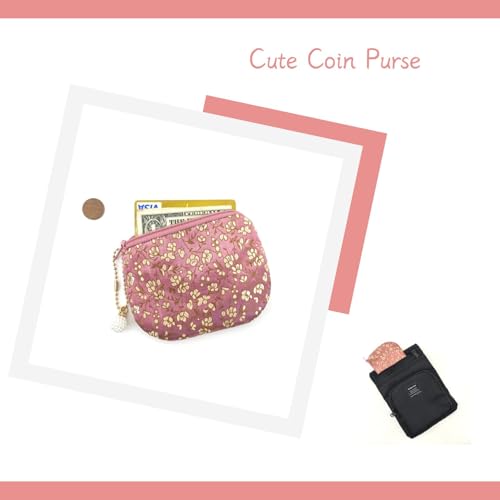 Handmade Women Coin Purse Rosary Pouch Silk Jewelry Bag Brocade Zipper Wallet - PaleVioletRed - color: PaleVioletRed