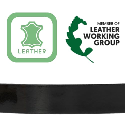 FASHIONGEN - Women genuine Italian leather belt LUNA, Made in France - color: Black Varnish, size: 115 cm (45 in) / Waist size 43 to 44