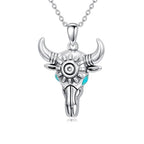 Turquoise Necklaces 925 Sterling Silver Western Necklace Boho Jewelry for Men Women Her Birthday Valentines Day Gifts - style: 3-Cow Skull Necklace