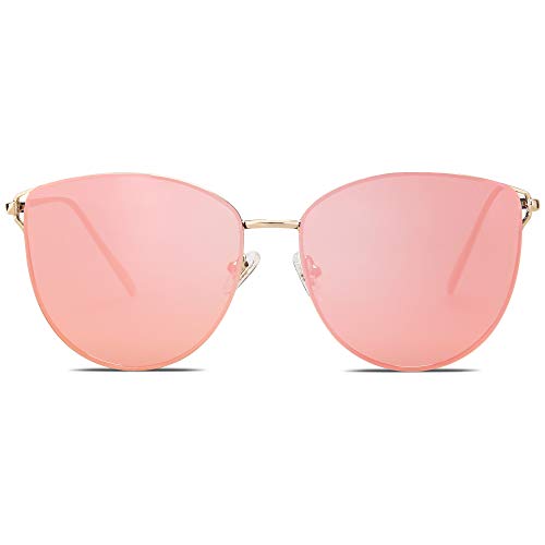 SOJOS Mirrored Flat Lens Fashion Sunglasses for Women SJ1085 - color: Gold/Gold Pink