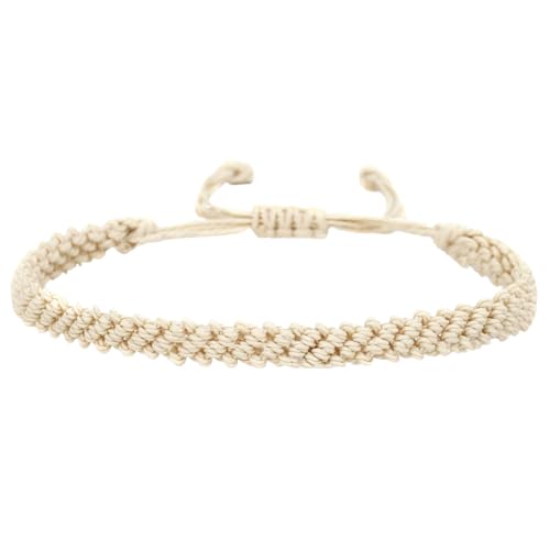 1/2Pcs Set Tibetan Rope Braided Rope String Adjustable Bracelet for Women Men Jewelry Handmade Bohemian Lucky Protection Bracelet Colorful - color: Beige
